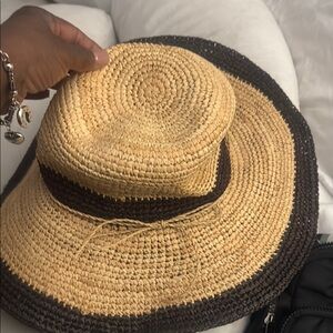 Stylish Tan and Brown Straw Hat